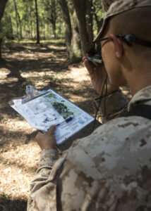 Marine recruits learn how to use a map and compass before testing their abilities on a land navigation course. (U.S. Marine Corps photo by Lance Cpl. Maximiliano Bavastro)